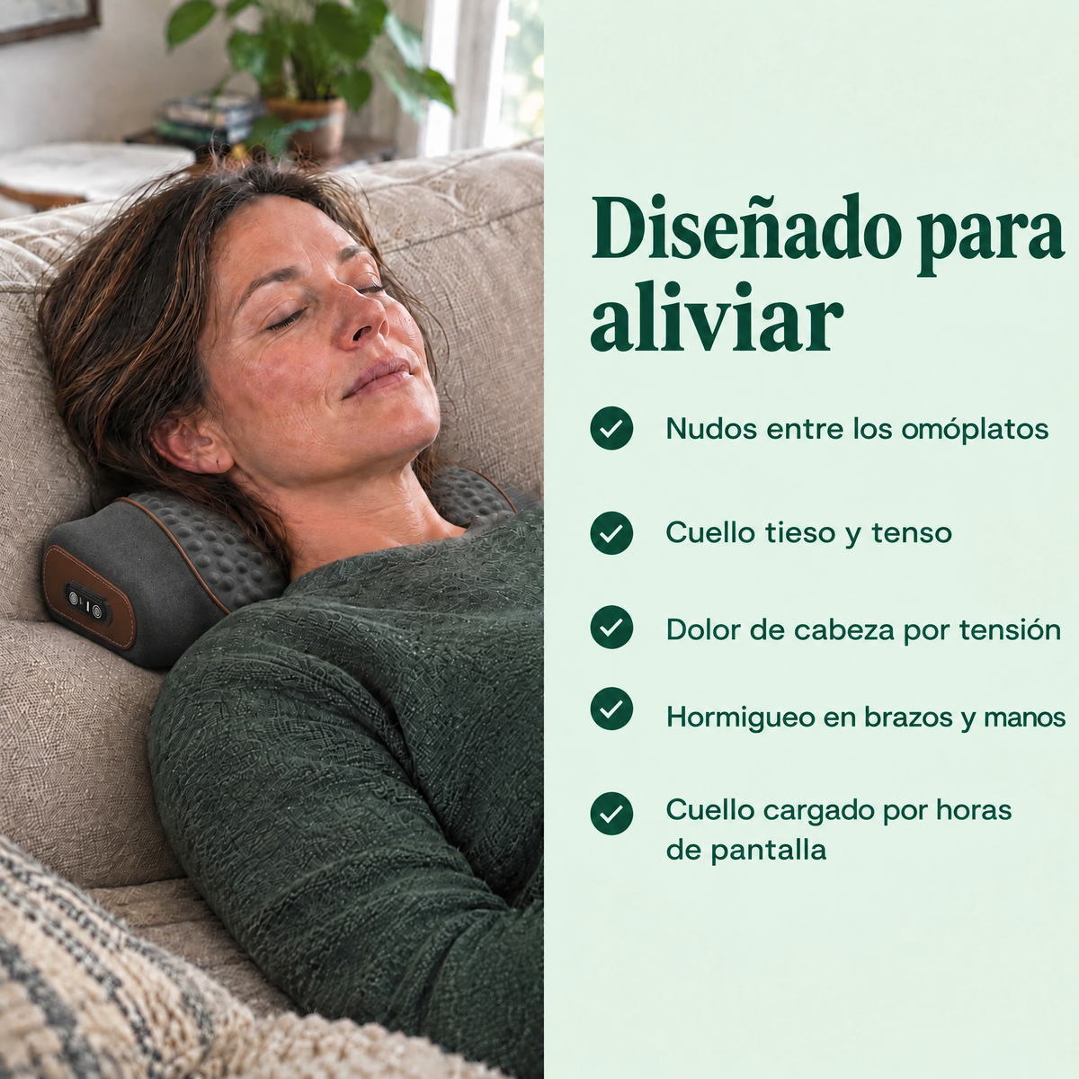 Diseñado para aliviar los nudos entre los omóplatos, el cuello tieso y el hormigueo