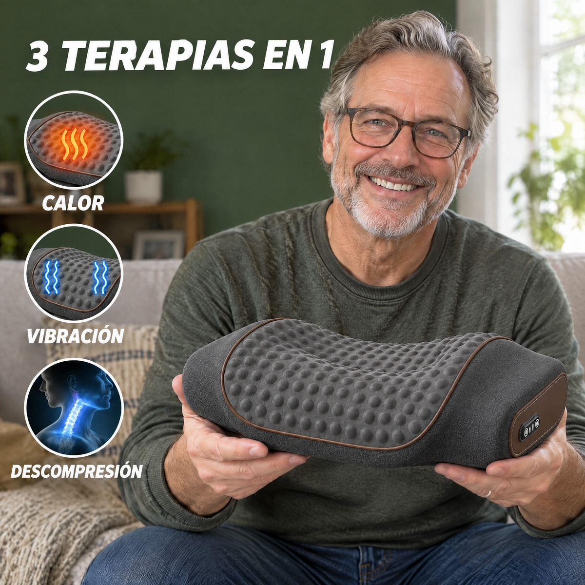 3 terapias en 1: calor, vibración y descompresión